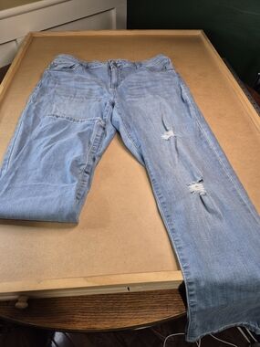 d. jeans Light Blue Straight Leg Women's Jeans with Distressed Knees